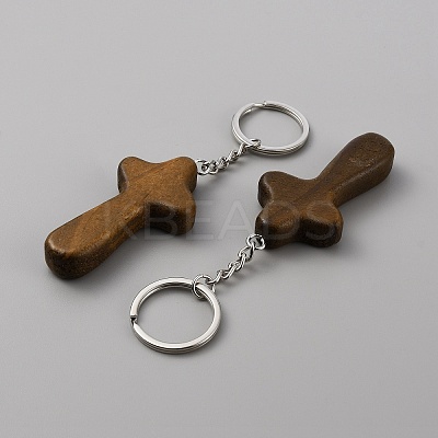 Natural Wood Pendant Keychain KEYC-WH0027-107A-1