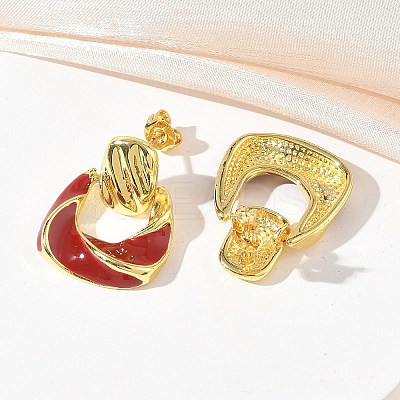 Brass Enamel Dangle Stud Earrings for Women KK-CBA760A-12G-1