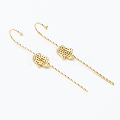 Brass Micro Pave Clear Cubic Zirconia Ear Wrap Crawler Hook Earrings EJEW-J101-15G-1