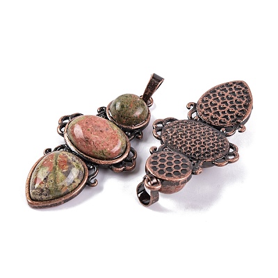 Natural Unakite Pendants G-Q158-04-05-1