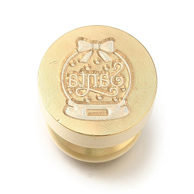 Christmas Golden Tone Wax Seal Brass Stamp Heads AJEW-A058-01C-1