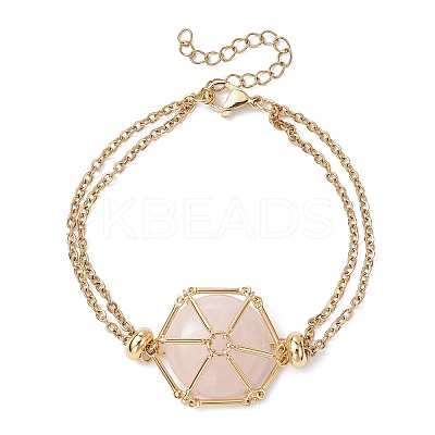 Brass Braided Macrame Pouch Empty Stone Holder Bracelet Making BJEW-JB09833-01-1