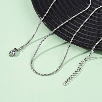 304 Stainless Steel Round Snake Chain Necklaces NJEW-T016-19P-1