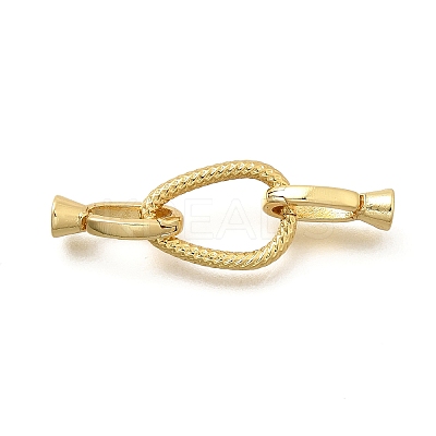 Teardrop Rack Plating Brass Fold Over Clasps KK-S508-17G-1