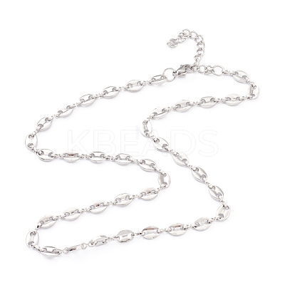 Non-Tarnish 304 Stainless Steel Coffee Bean Chain Necklaces NJEW-O123-01P-1
