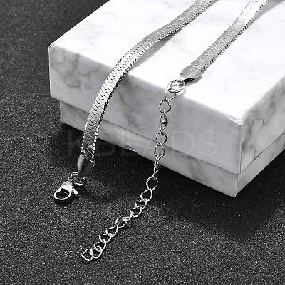 Non-Tarnish 201 Stainless Steel Herringbone Chain Necklaces NJEW-M187-06P-1
