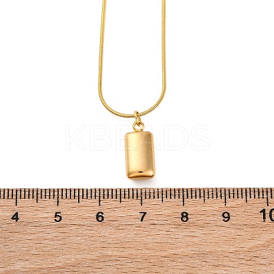 304 Stainless Steel Rectangle Pendant Snake Chain Necklaces for Women Men EJEW-Z044-02G-1