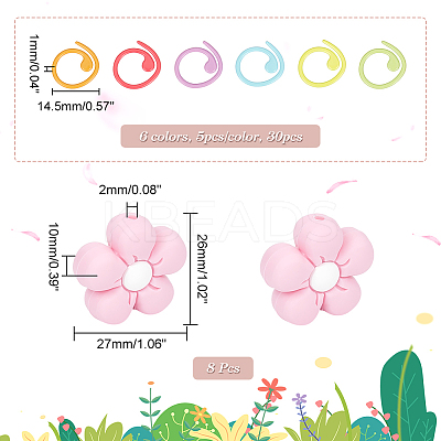 Flower Silicone Knitting Needle Point Protectors DIY-NB0009-49-1