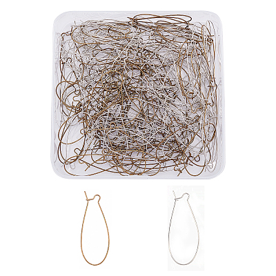 Brass Hoop Earrings Findings Kidney Ear Wires KK-FH0001-45-NR-1
