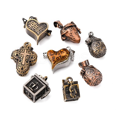 Brass Prayer Box Pendants KK-MSMC001-1-1