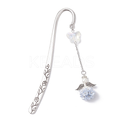 Tibetan Silver Alloy Hook Bookmark AJEW-JK00401-01-1