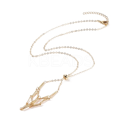 Brass Imitation Macrame Pouch Necklace Makings AJEW-TA00003-1
