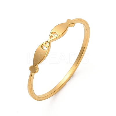 Hollow Out Kissing Fish 304 Stainless Steel Finger Rings for Women RJEW-G353-03G-1