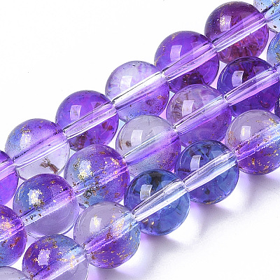 Transparent Spray Painted Glass Bead Strands X-GLAA-N035-03C-B03-1