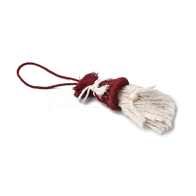 Cotton Cord with Wood Bead Pendant Decorations HJEW-JM04096-1