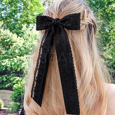 12Pcs 6 Styles Polyester Alloy Bowknot Hair Clips PHAR-CN0001-02-1