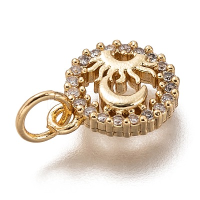 Brass Micro Pave Clear Cubic Zirconia Charms ZIRC-C020-70G-1