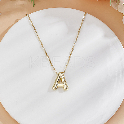 1pc Brass Chain with Alloy Letter Pendants Necklaces NJEW-LP0001-41A-G-1