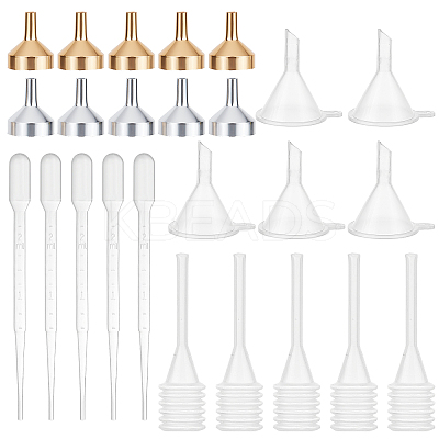 25Pcs 5 Style Aluminum Funnels AJEW-GF0005-68-1