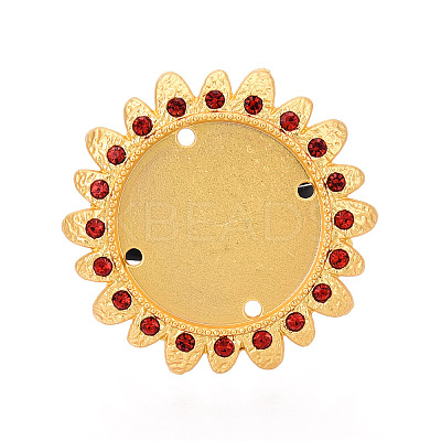 Adjustable Flower Alloy & Iron Rhinestone Bezel Cup Ring Base with Rotatable Tray MAK-T012-09G-1