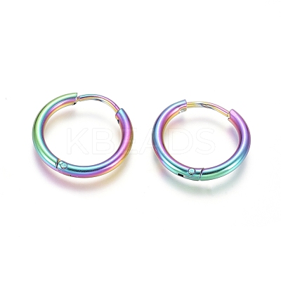 Ion Plating(IP) 304 Stainless Steel Huggie Hoop Earrings EJEW-F111A-17mm-Y-1