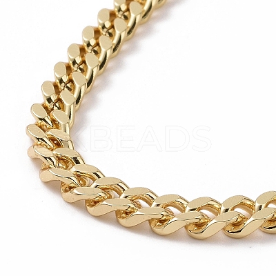Cubic Zirconia Leopard Pendant Necklace with Brass Curb Chains for Women NJEW-G096-01G-04-1