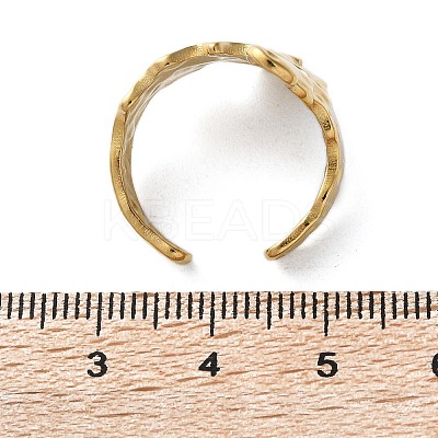 Ion Plating(IP) 304 Stainless Steel Wide Flower Open Cuff Ring for Women X-RJEW-G275-05G-1