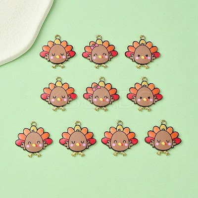 10Pcs 5 Style Cute Printed Alloy Pendants ENAM-YW0003-46A-1