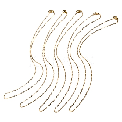 Ion Plating(IP) 5Pcs 304 Stainless Steel Cable Chain Necklaces Set for Men Women MAK-YW0002-02P-1