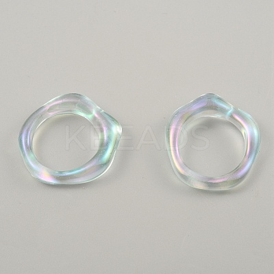 Candy Color Plastic Twist Wave Finger Ring for Women RJEW-WH0004-26A-1