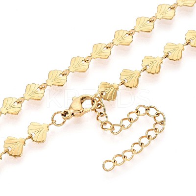 6MM 304 Stainless Steel Shell Shape Link Chain Necklaces NJEW-T016-06G-1