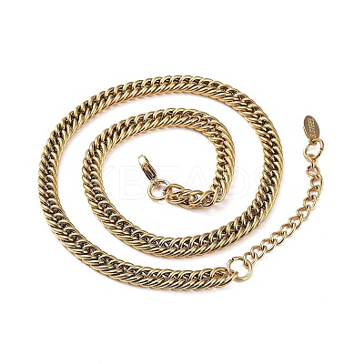 Ion Plating(IP) 304 Stainless Steel Cuban Link Chain Necklace NJEW-D045-04G-1