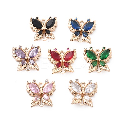 Brass Glass Connector Charms KK-B125-08G-1
