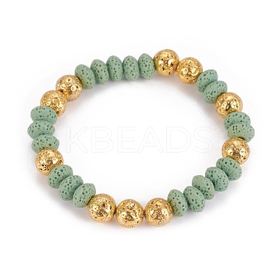 Natural Lava Rock Stretch Bracelets BJEW-F389-B-1