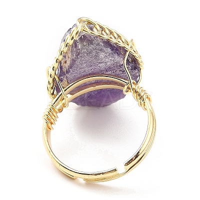 Natural Amethyst Horse Eye Wrapped Adjustable Ring G-D458-03G-07-RS-1