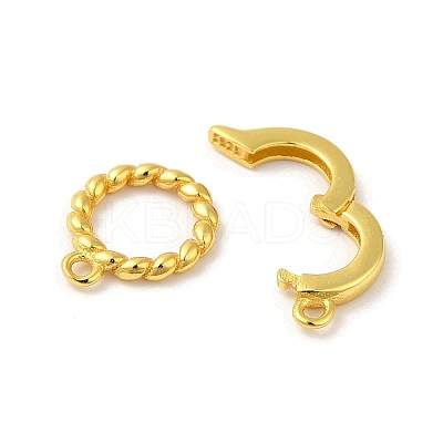 Rack Plating 925 Sterling Silver Fold Over Clasps STER-G038-06G-1