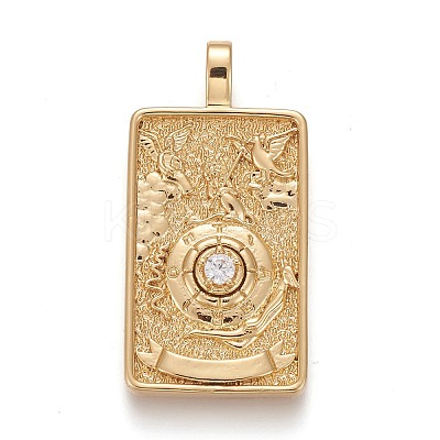 Brass Micro Pave Clear Cubic Zirconia Pendants X-ZIRC-Z004-01H-1