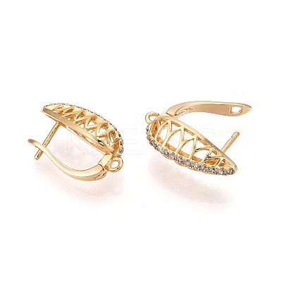 Brass Micro Pave Cubic Zirconia Hoop Earring Finding KK-N261-43G-1