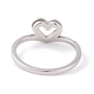 304 Stainless Steel Heart Finger Ring for Women RJEW-C086-06-P-1