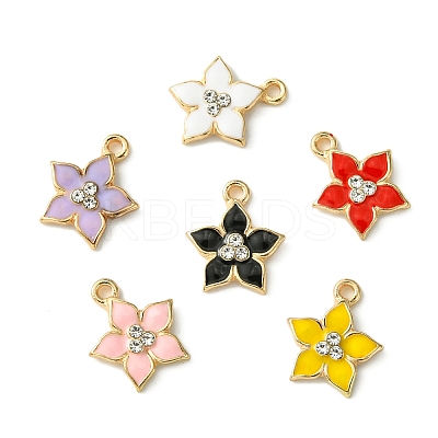 30Pcs 6 Colors Flower Alloy Enamel Pendants ENAM-CJ0006-21-1