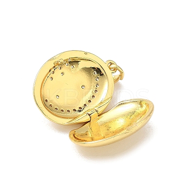 Brass Micro Pave Clear Cubic Zirconia Locket Pendants X-KK-F905-03G-1