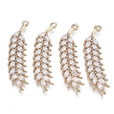 Autumn Theme Brass Micro Pave Cubic Zirconia Pendants X-KK-R111-068-1