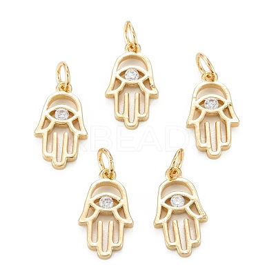 Brass Clear Cubic Zirconia Charms ZIRC-C024-11G-1