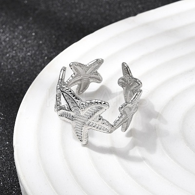 5Pcs 304 Stainless Steel Open Cuff Rings for Women RJEW-K313-10P-1