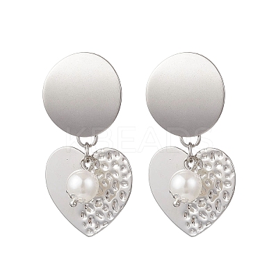 ABS Plastic Imitation Pearl Dangle Stud Earrings EJEW-JE06903-01-1