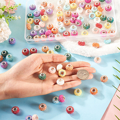 100Pcs 10 Colors AB Color Resin Rose Flower European Beads RESI-TA0003-89-1