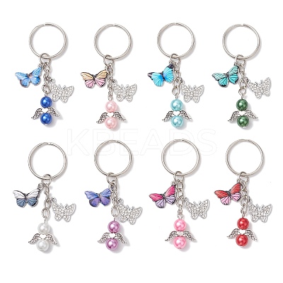 8Pcs Glass Pearl Keychains KEYC-JKC01308-1