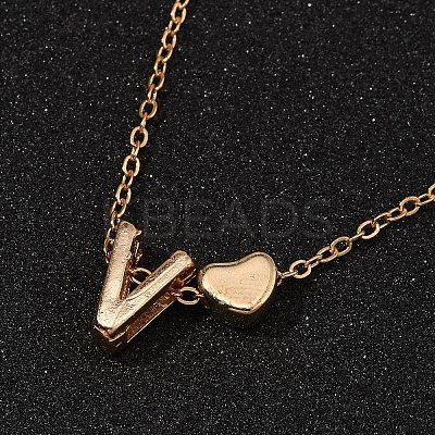 Alloy Letter Heart Pendant Necklaces for Women NJEW-FS0001-09V-1