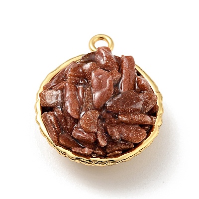 Natural & Synthetic Gemstone Chip Pendants KK-C242-05G-1