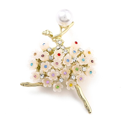 Ballerina Alloy Brooch with Resin Pearl LS-JEWB-O009-20-1